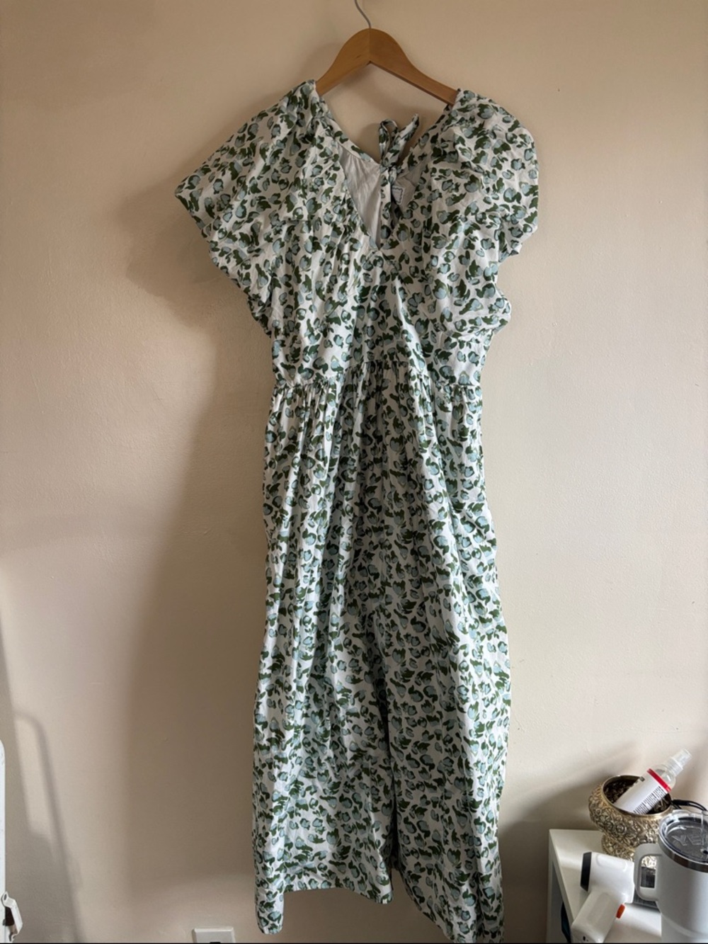 Society Social x Crown & Ivy 100% Cotton Maxi Dress Green Leaf Print size 14